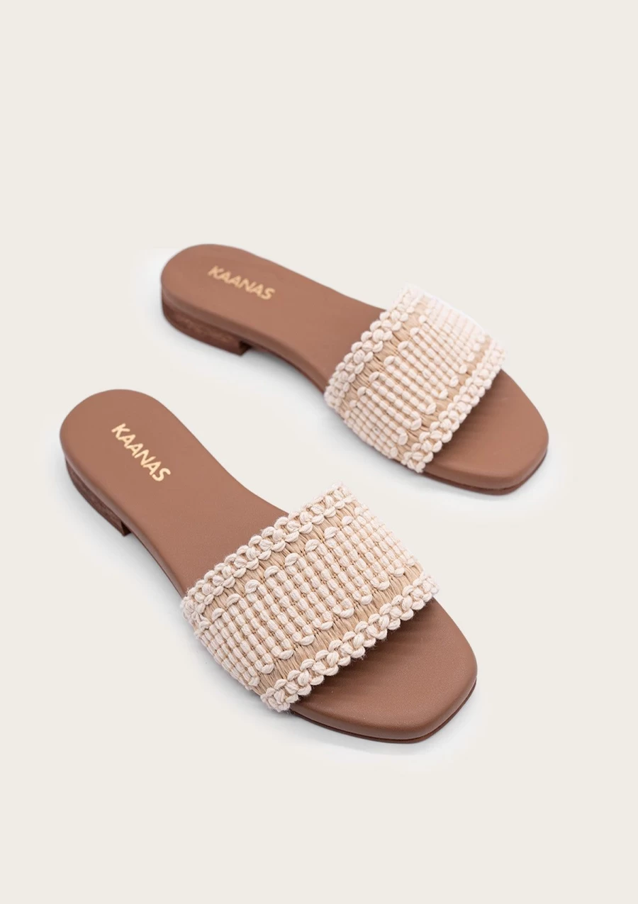 KAANAS Women's Ayla Beige Sandals | Comfortable & Stylish Footwear for Women
