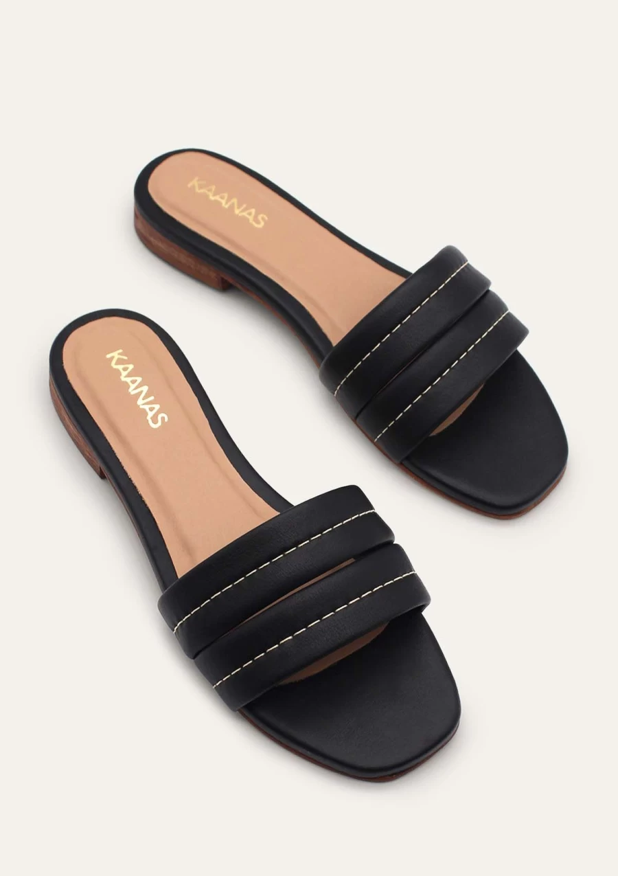 KAANAS Women's Maya Black Sandals | Stylish & Comfortable Footwear