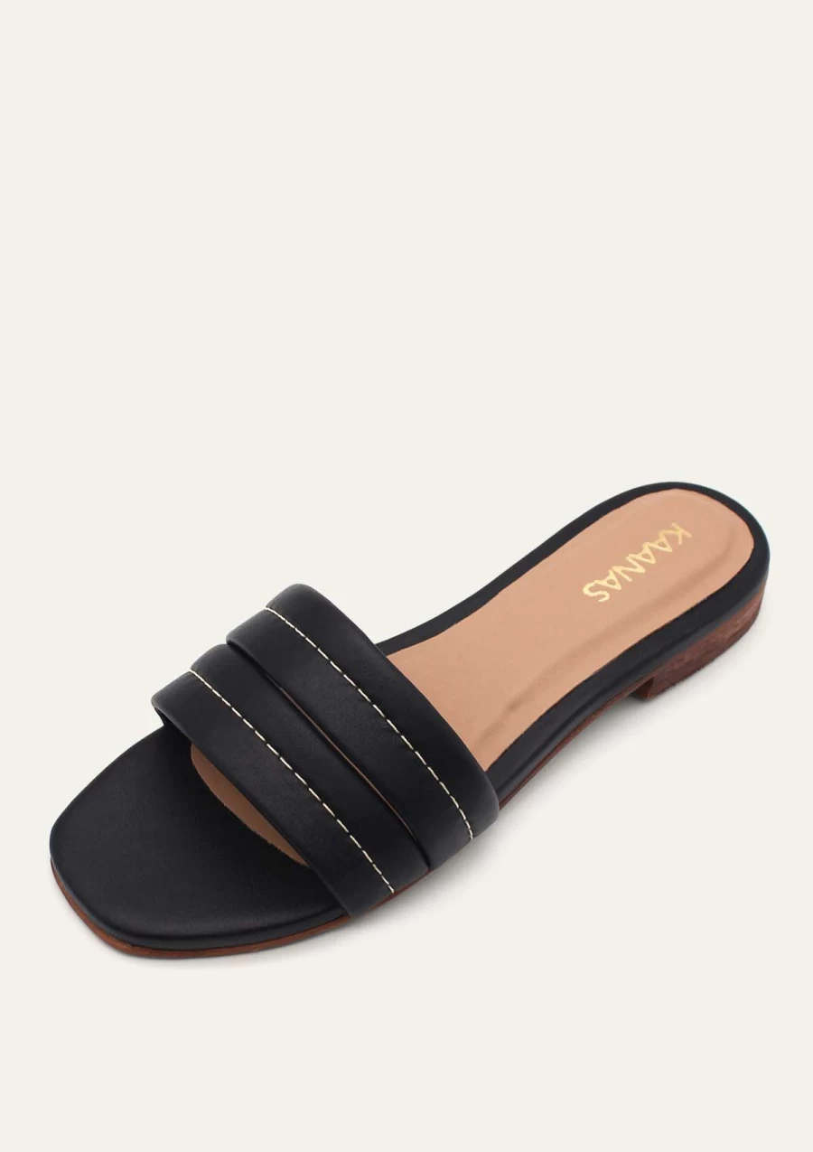 KAANAS Women's Maya Black Sandals | Stylish & Comfortable Footwear